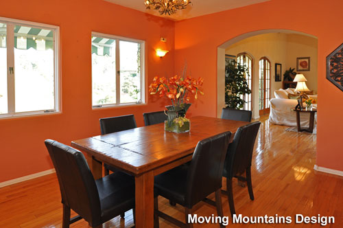 Dining room of staged Hollywood Hills house